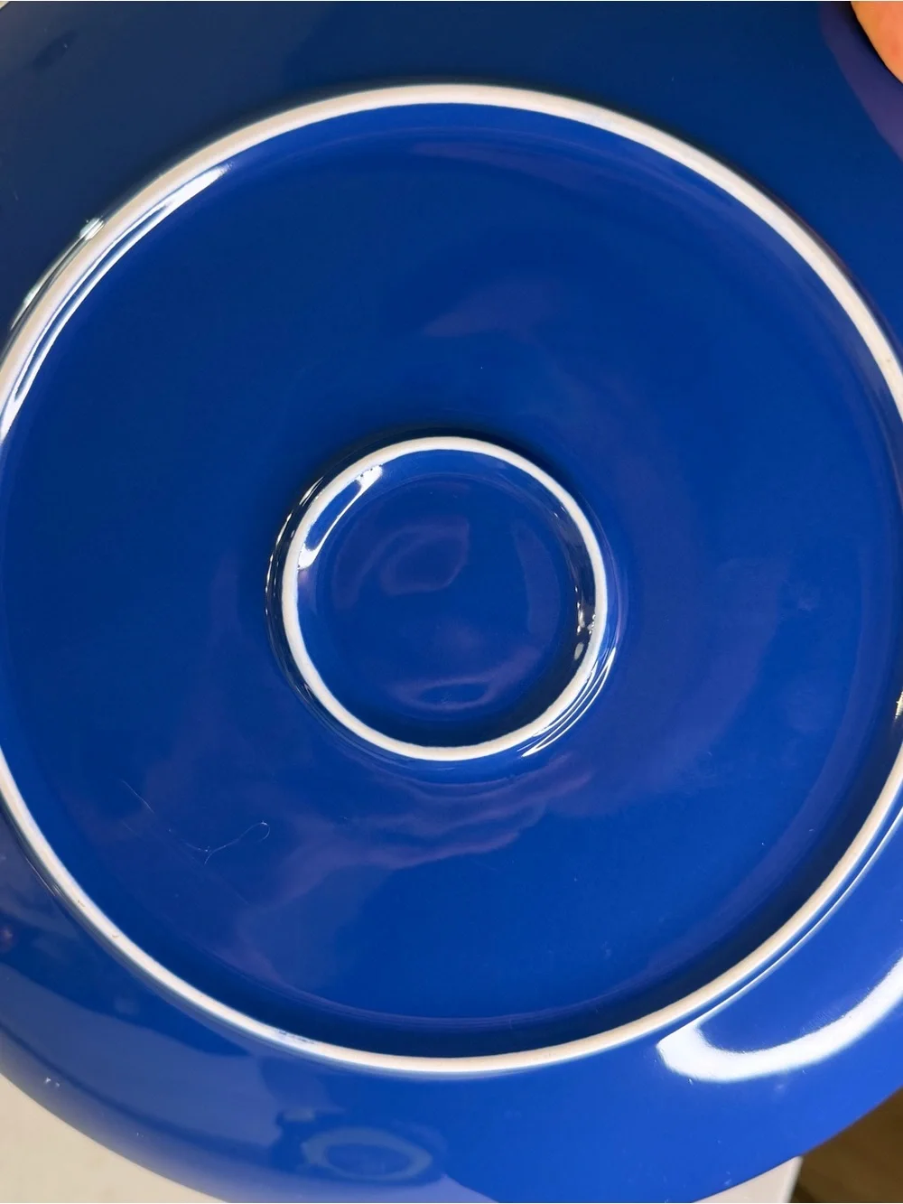 Crate and Barrel Blue Striped Ceramic large Dinner Plate - White & Blue